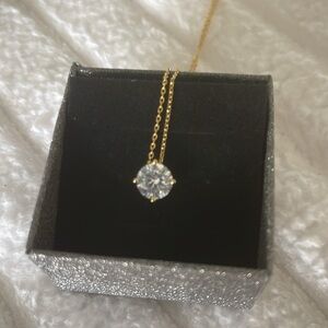 Elegant Gold Necklace with Crystal Pendant NWOT